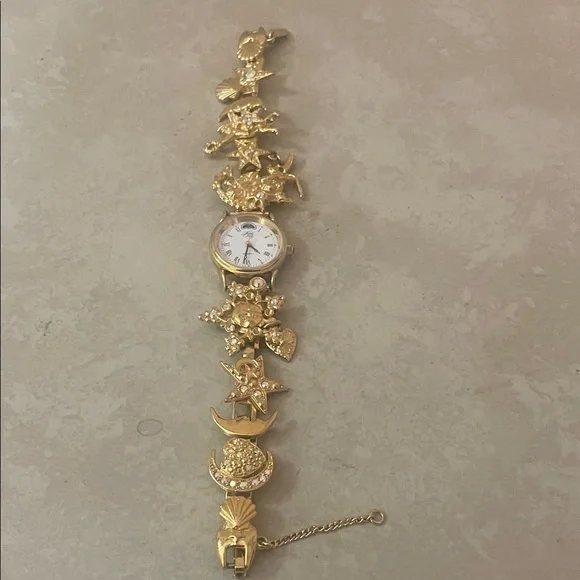Kirks Folly Gold Charm Bracelet Watch - Picture 1 of 8